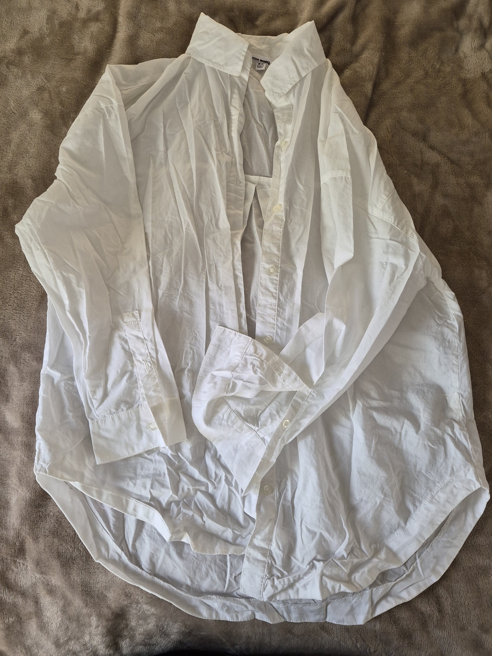Steve Madden White Oversized Button-Down Shirt – 100% Cotton – Size XS